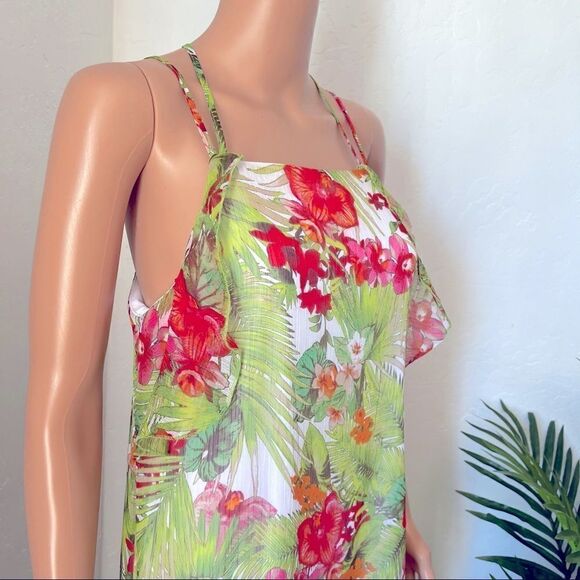 GB Tropical Print Sheer Crisscross Back Maxi Dress - Picture 8 of 14